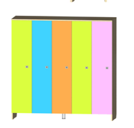 Шкаф для одежды детей 5-ти секционный 1280*345*1690 мм ЛДСП (Дуб Санома/Желтый/Лайм/Манго)