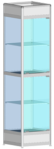 Витрина стеклянная с подсветкой 450*450*1800 мм