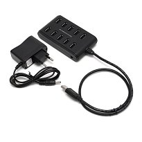 Расширитель deluxe DUH10001BK, USB 2.0, 10 портов