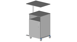 Тумба прикроватная подкатная c поворотным столиком и открытой нишей 580*450*800/1100 мм ЛДСП (Пепел)