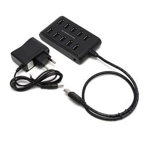 Расширитель deluxe DUH10001BK, USB 2.0, 10 портов