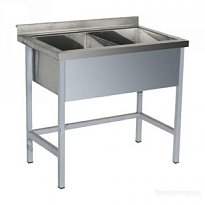 Ванна моечная двухсекционная с бортом 1200*600*870 мм (без сифона и смесителя) м/к (Серый), Нерж. Сталь