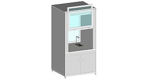 Шкаф вытяжной демонстрационный 1050*676*2210 мм м/к (Серый), ЛДСП (Дуб Млечный), Орг.Стекло
