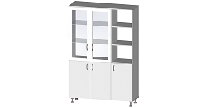 Шкаф для документов с полками, низ глухой, верх стекло 1200*450*1900 мм ЛДСП (Орех 53), Стекло