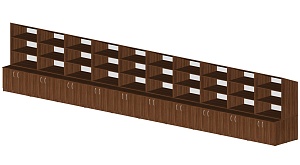 Шкаф для документов 8500*900/600*1650 мм (верх открытый, под потолок косой)