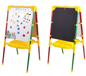 Доска мольберт двухсторонняя для рисования с магнитной азбукой